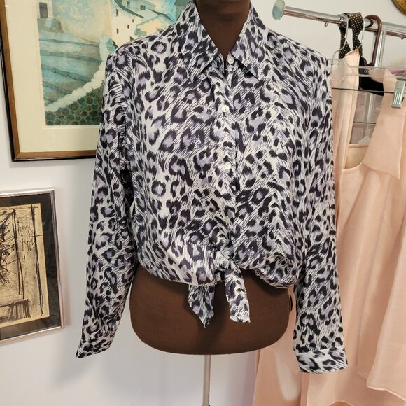 Vintage Silk leopard Print By Jonathan Martin Studio 80's Size L - Picture 1 of 5